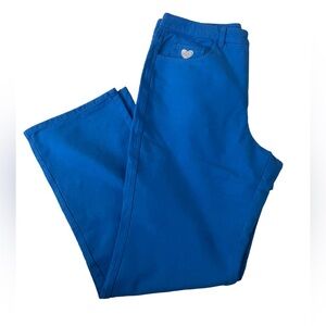 Dream Jeannes Quacker Factory Women’s Blue Bootcut Pants w/ Rhinestone Heart 14